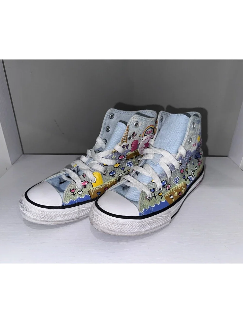 Converse Chuck Taylor All Star High Top Gamer 8-Bit Pixel Art Size 3 Youth EUC
